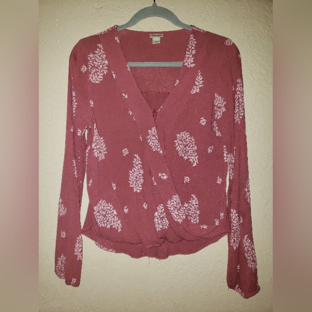 Mossimo Supply Co. Long Sleeve Blouse with Tie Front